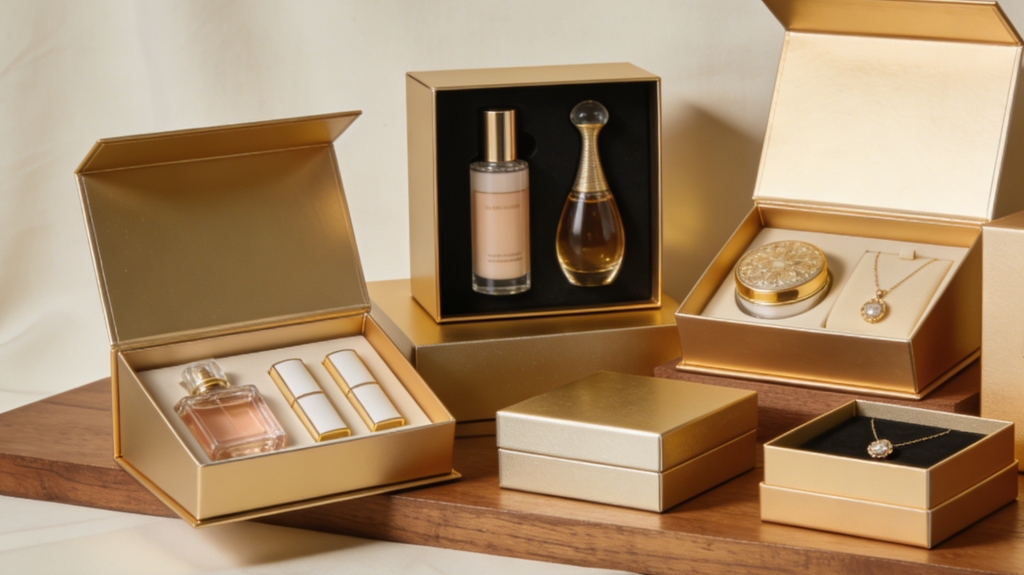 Use Cases of Magnetic Closure Rigid Boxes Magnetic closure rigid boxes used for luxury cosmetics, jewelry, and premium gift packaging