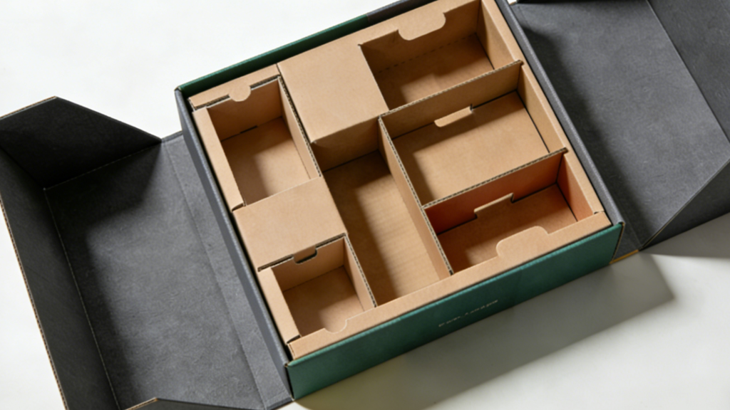 Paperboard Inserts for Custom Rigid Boxes Paperboard insert structure inside custom rigid box for organized product support and retail packaging