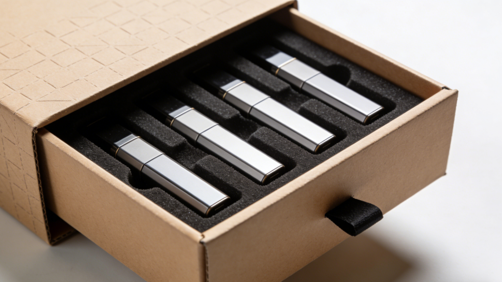 Drawer style rigid box with custom insert