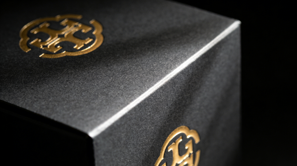 luxury rigid box packaging with foil stamping and embossing