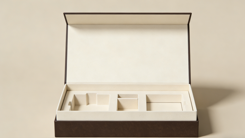 magnetic closure custom rigid box packaging open view