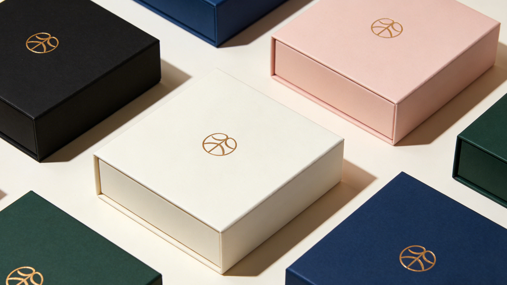 rigid boxes with different paper wrap colors for packaging design