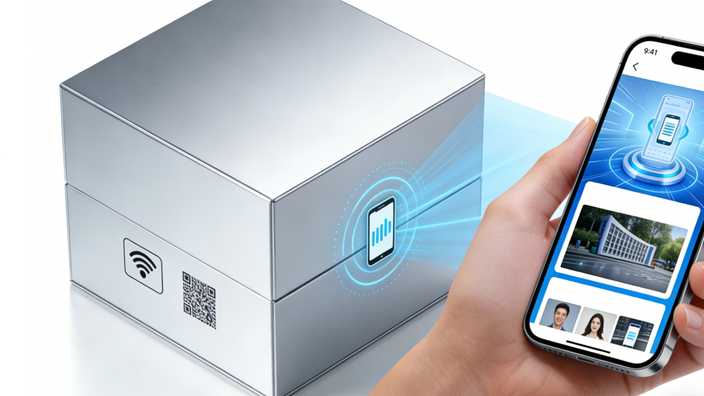 Smart Packaging Technology in Rigid Boxes rigid box with NFC and QR code smart packaging features