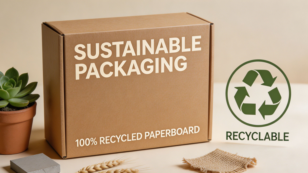 Eco-friendly rigid box packaging made from recycled materials