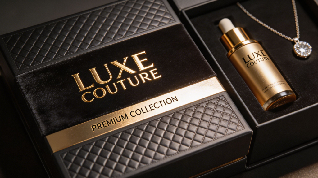 Premium rigid box packaging with foil stamping and embossing