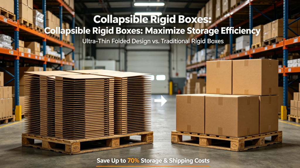 Flat Pack Collapsible Rigid Boxes Flat packed collapsible rigid boxes ready for shipping