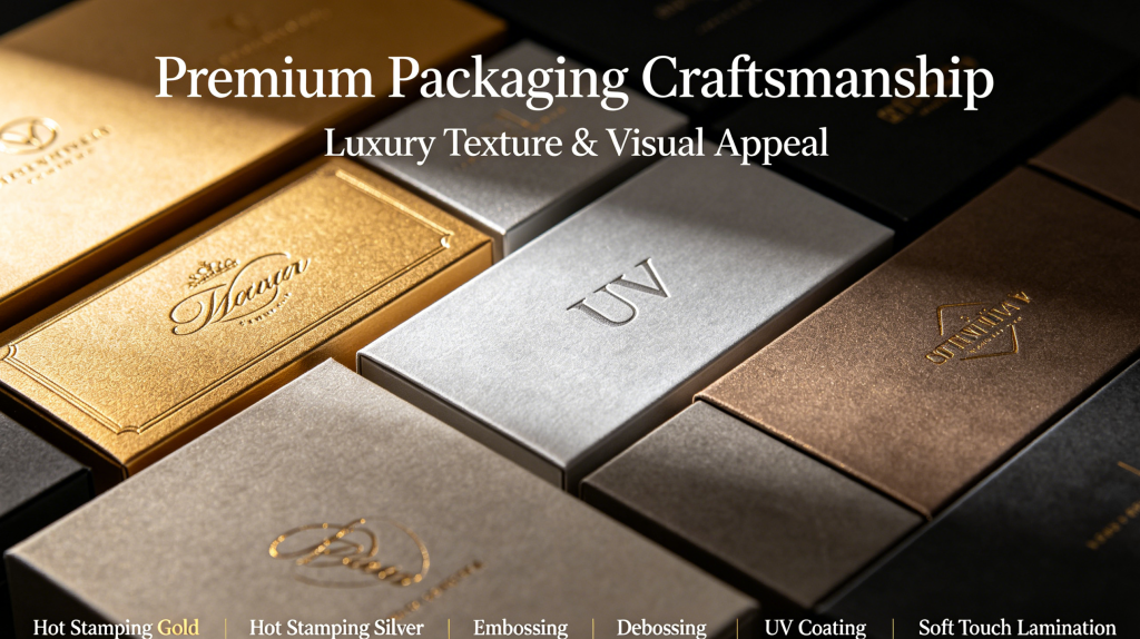 Premium rigid box with foil stamping embossing and spot UV finishes